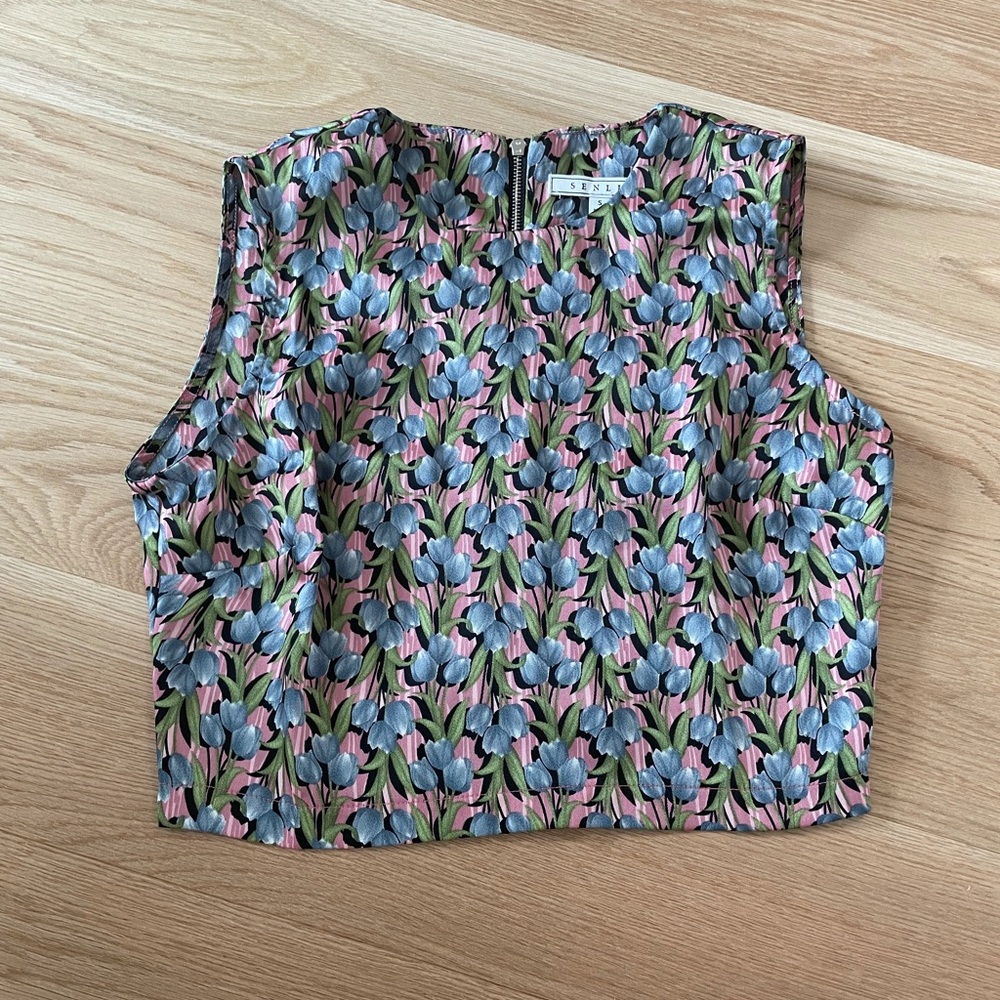 SENLIS pink and blue crop top - new, never worn